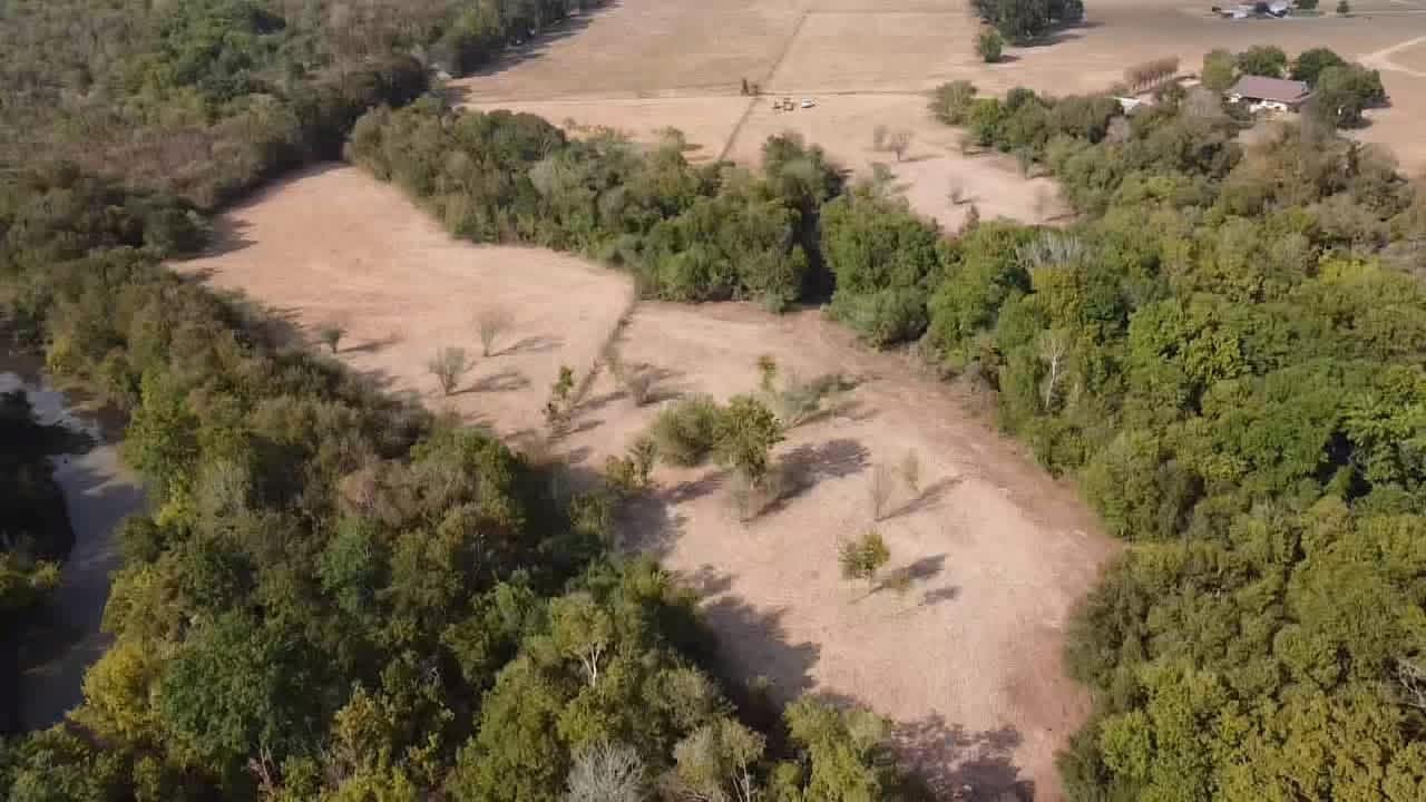 Aerial view of cleared acreage in Colorado County, Texas after land clearing